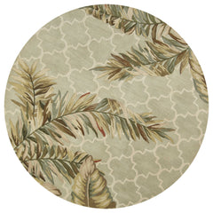 6' Sage Green Hand Tufted Tropical Quatrefoil Round Indoor Area Rug