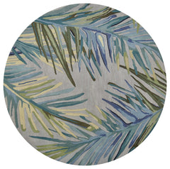 6' Grey Blue Hand Tufted Tropical Palms Indoor Area Rug