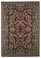 8'x11' Red Black Machine Woven Floral Traditional Indoor Area Rug