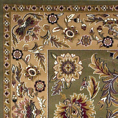 8'x11' Green Taupe Machine Woven Floral Traditional Indoor Area Rug