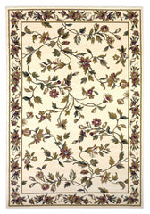 8'x11' Ivory Machine Woven Floral Vines Indoor Area Rug