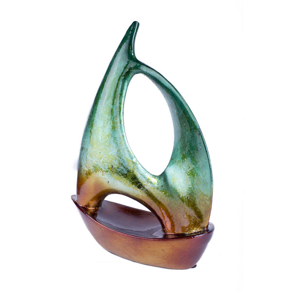 Green Orange Ceramic Ombre Large Sailboat Sculpture