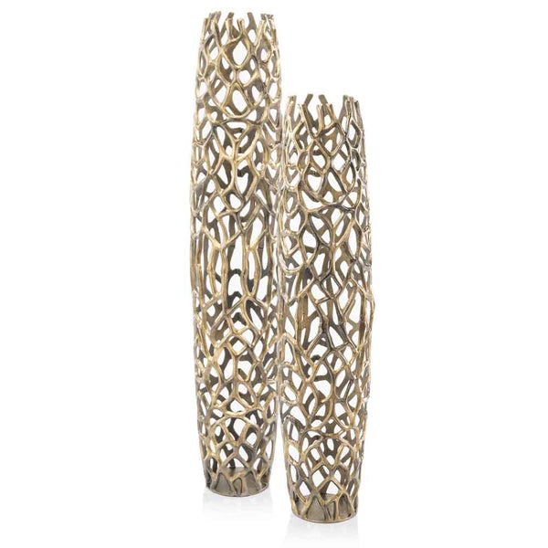 9' x 9' x 40' Rough Gold Extra Large Twigs Barrel Floor Vase