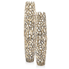 9' x 9' x 40' Rough Gold Extra Large Twigs Barrel Floor Vase