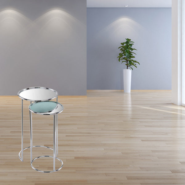 12' x 12' x 22' Buffed Nested Mirror Tables Set of 2