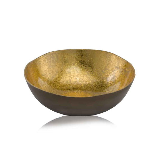 12' x 12' x 3.75' Gold and Bronze Metal Small Round Bowl