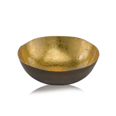 12' x 12' x 3.75' Gold and Bronze Metal Small Round Bowl