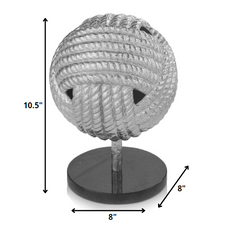 8' x 8' x 10.5' Rough Silver Black Rope Ball Sculpture