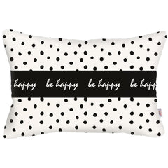 Be Happy Dots Decorative Rectangle Throw Pillow Cover