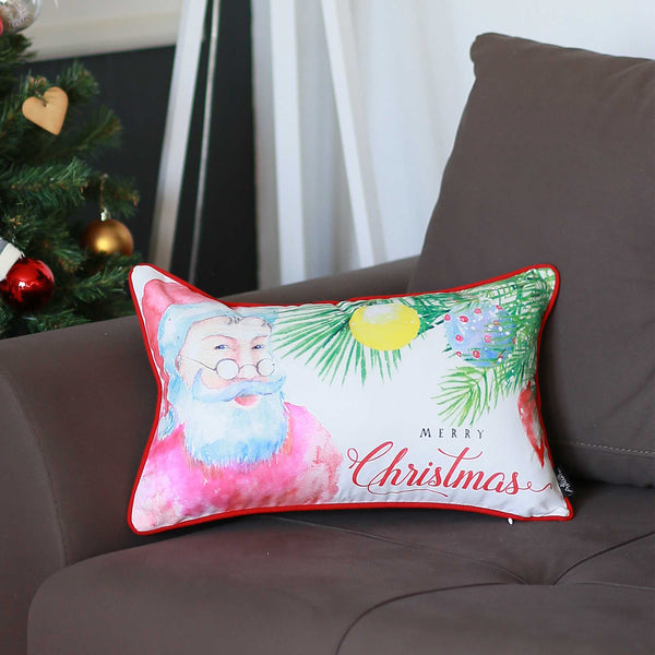 Merry Christmas Santa Decorative Lumbar Throw Pillow Cover