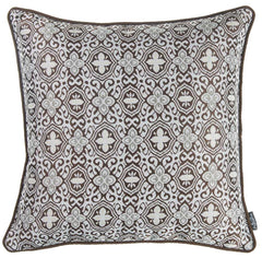 Brown and White Medallion Decorative Throw Pillow Cover