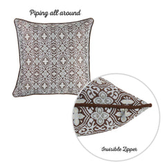 Brown and White Medallion Decorative Throw Pillow Cover