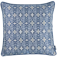 Blue Jacquard Medallion Decorative Throw Pillow Cover