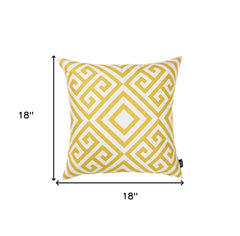 Yellow and White Printed Decorative Throw Pillow Cover