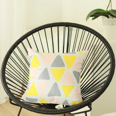Gray Pink and Yellow Decorative Triangle Pillow Cover