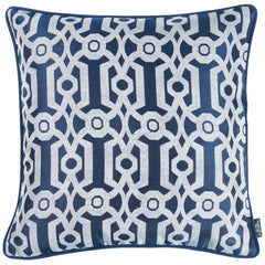 Blue and White Jacquard Geo Decorative Throw Pillow Cover