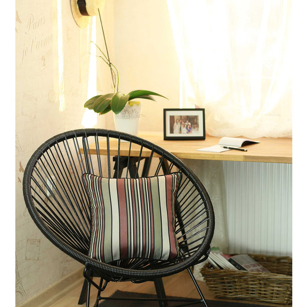 Green Gray and Rust Variegated Stripe Decorative Throw Pillow Cover