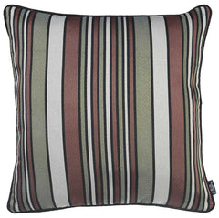 Green Gray and Rust Variegated Stripe Decorative Throw Pillow Cover