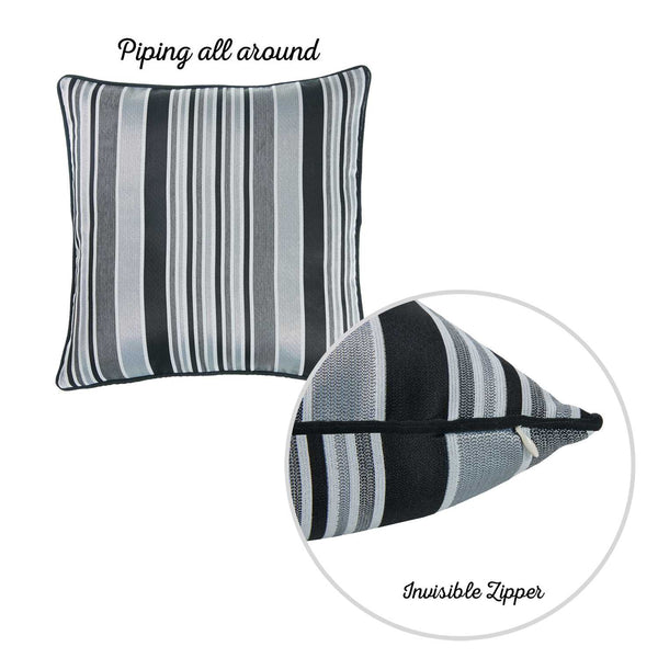Gray and Black Variegated Stripe Decorative Throw Pillow Cover