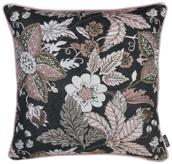 17"x 17" Jacquard Forest Night Decorative Throw Pillow Cover