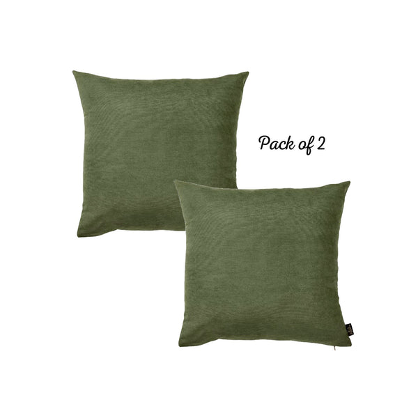 Set of 2 Fern Green Brushed Twill Decorative Throw Pillow Covers