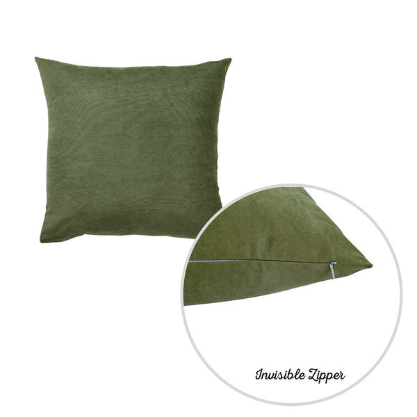 Set of 2 Fern Green Brushed Twill Decorative Throw Pillow Covers