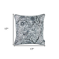 17"x 17" Grey Jacquard Artistic Leaf Decorative Throw Pillow Cover