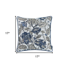 Blue Jacquard Iris Weave Decorative Throw Pillow Cover