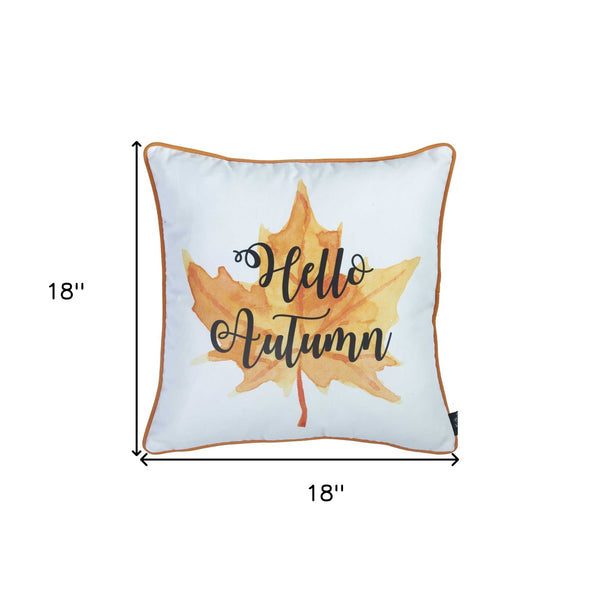 18"x 18" Thanksgiving Leaf Quote Decorative Throw Pillow Cover