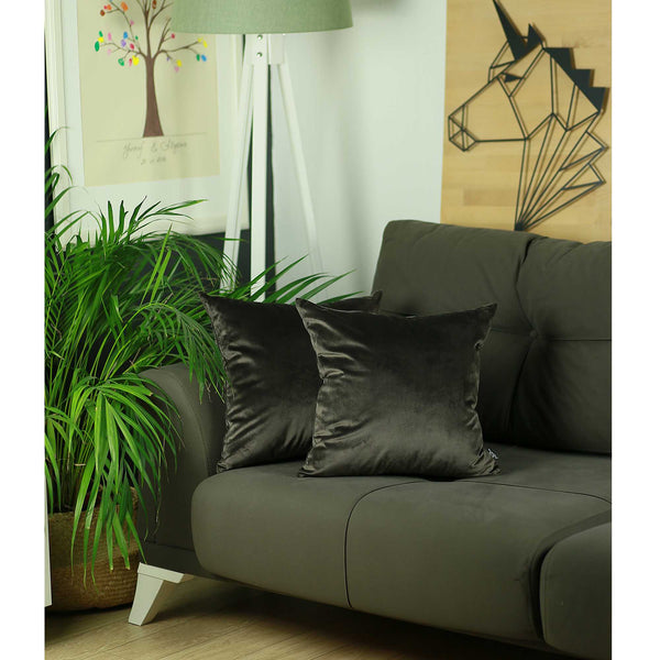 Set of 2 Chocolate Brown Velvet Decorative Throw Pillow Covers