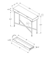 12" x 42.5" x 32.5" CappuccinoGold Hall Console  Accent Table