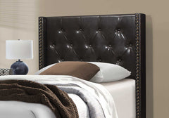 45.25" x 82.75" x 49.75" Brown Leather Look With Brass Trim - Twin Size Bed