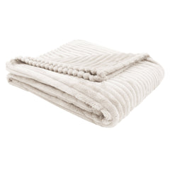 50" x 60" Ivory Ultra Soft Ribbed Style  Throw