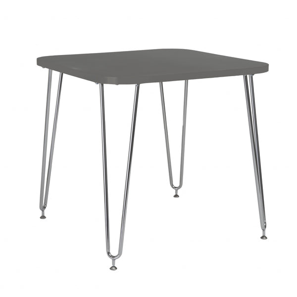 31.5" X 31.5" X 30" Gray Melamine over Particle Board Activity Table with Chrome Legs