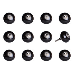 1.5" x 1.5" x 1.5" Ceramic Metal Black 12 Pack Knob