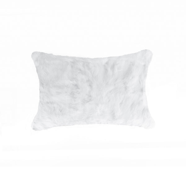 5" x 12" x 20" 100% Natural Rabbit Fur White Pillow