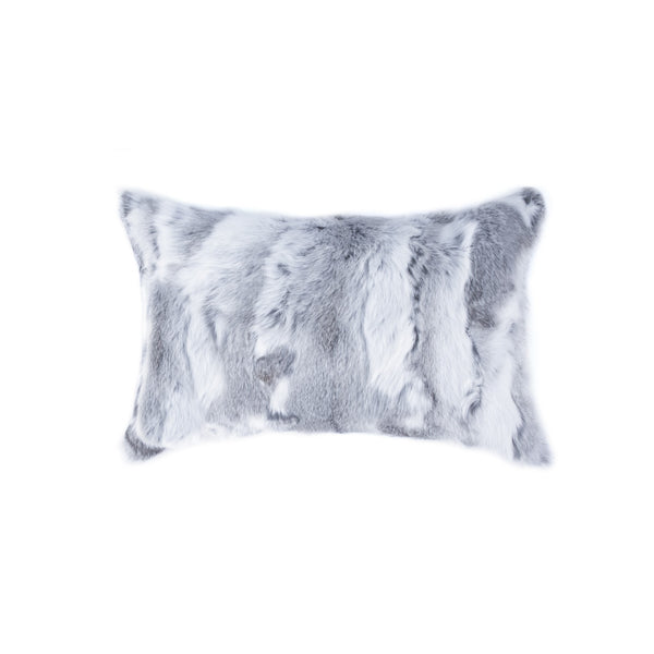5" x 12" x 20" 100% Natural Rabbit Fur Grey Pillow