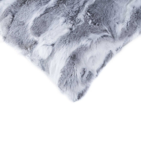 5" x 12" x 20" 100% Natural Rabbit Fur Grey Pillow