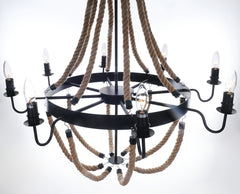 35.5" x 35.5" x 47" 8 Bulbs Large Rope  Pendant Lamp