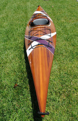 24" x 177" x 13.5" White and Purple RibbonWooden Kayak
