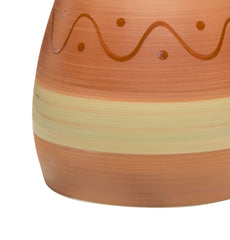 25 Hand Painted Red and Taupe Ceramic Vase