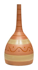 21 Hand Painted Red and Taupe Ceramic Vase