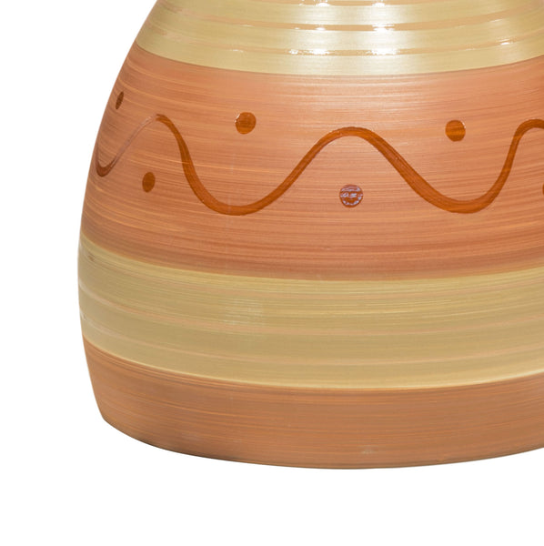 21 Hand Painted Red and Taupe Ceramic Vase