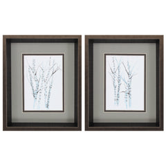 10' X 12' Brushed Silver Frame Aquarelle Birches (Set of 2)