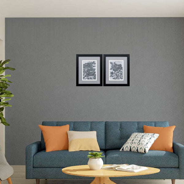 9' X 11' Silver Frame Blooming Peony (Set of 2)