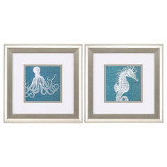 13' X 13' Brushed Silver Frame Coastal Menagerie (Set of 2)