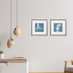 13' X 13' Brushed Silver Frame Coastal Menagerie (Set of 2)