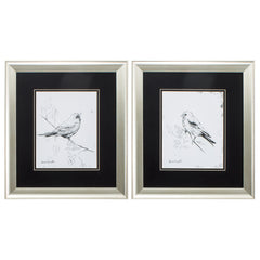 16' X 18' Aged Silver Frame Song Bird (Set of 2)