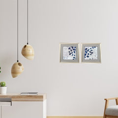 19' X 19' Brushed Silver Frame Leaves In The Mist (Set of 2)