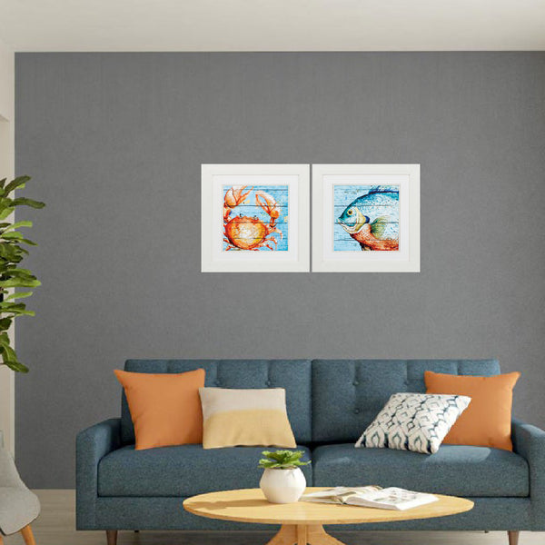 19' X 19' White Frame Crab Fish (Set of 2)